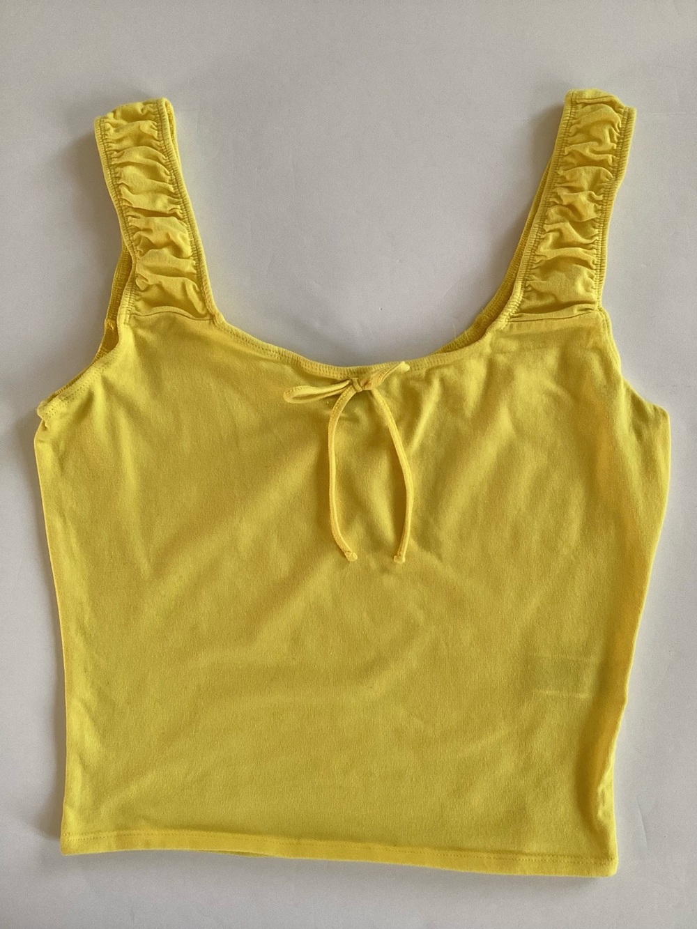 Forever 21 Bright Yellow Ruffle Strap Tank Top size Medium